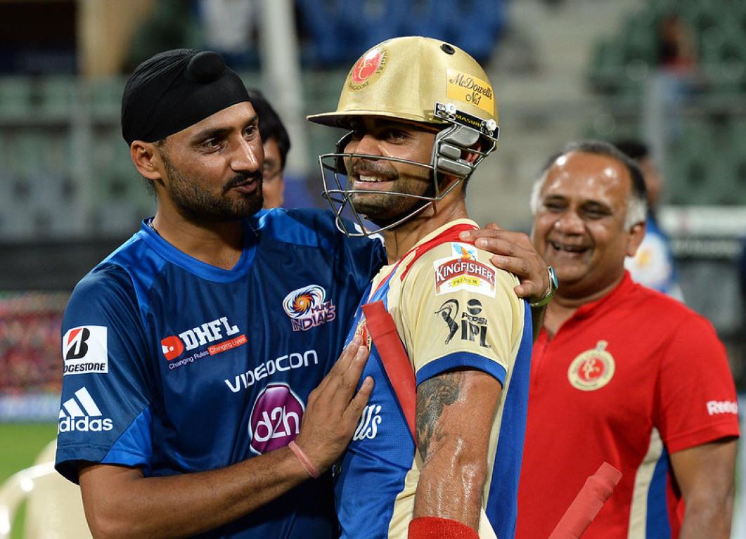 Virat Kohli and Harbhajan Singh Royal Challengers Bangalore skipper Virat Kohli impressed Harbhajan Singh during IPL 2008